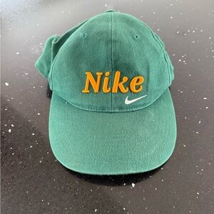 Nike Kids Hat in Forest Green with Bright Orange Logo